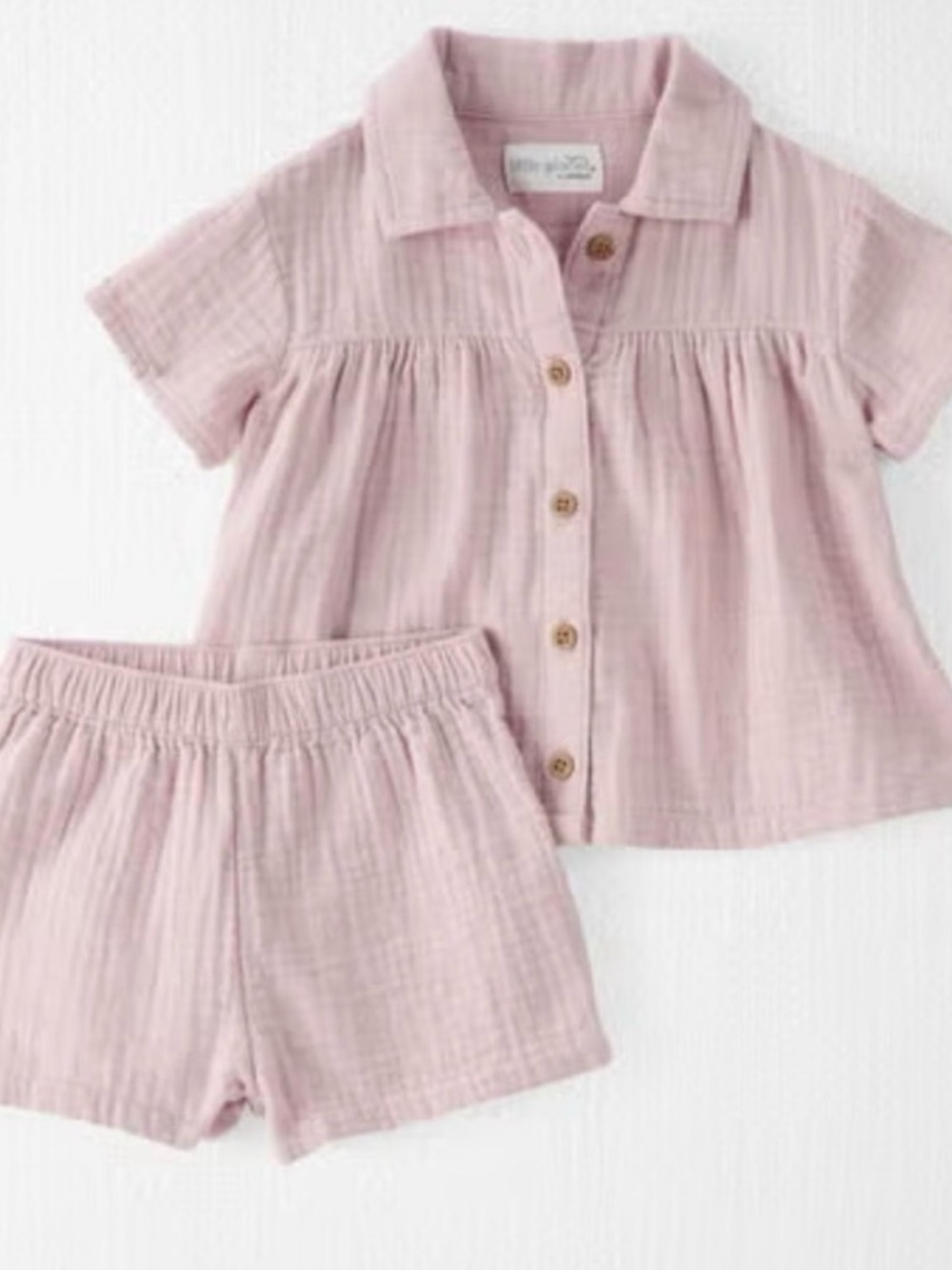 NWT Little Planet Kids' Pink Gauze Shorts Set